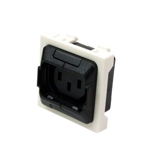 Гнездо IEC 60320 C13 с блокировкой, 10A, 250V, формата Mosaic, 45x45 мм | код LAN-SIP-23IEC-C13L | LANMASTER