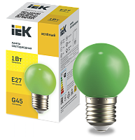 Лампа LED декор. G45 шар 1Вт 230В зеленый E27 IEK | код LLE-G45-1-230-G-E27 | IEK