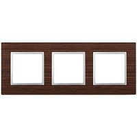 Рамка на 3 поста, дерево, Эра Elegance, венге+алюм, 14-5303-10 | код Б0034581 | ЭРА
