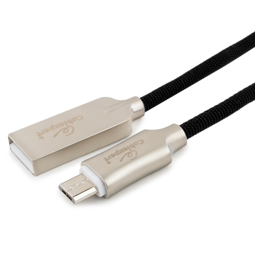 Кабель USB 2.0 Cablexpert CC-P-mUSB02Bk-0.5M, AM/microB, серия Platinum, длина 0.5м, черный, нейлоновая оплетка, блистер | код CC-P-mUSB02Bk-0.5M | Cablexpert