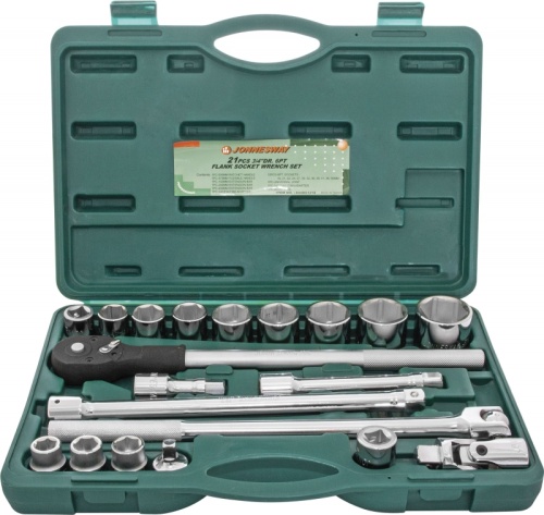 S04H6321S (S04H6121S) Набор головок торцевых 3/4DR, 19-50 мм, 21 предмет | код S04H6321S | JONNESWAY