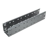 Лоток листовой перфорированный 200х100 L3000 сталь 0.7мм "БЫСТРЫЙ МОНТАЖ ПЛЮС" LPplus100-200-0.7-3000 оцинк. КМ | код PL0272 | КМ-Профиль