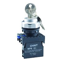 Переключатель ключом NP8-10Y/21, 3 полож, фиксац, 2НЗ, IP65 (R) | код 667184 | CHINT