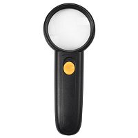 Лупа просмотровая BRAUBERG, С ПОДСВЕТКОЙ, диаметр 50 мм, увеличение 5, корпус черный, 454128 | код 454128 | BRAUBERG