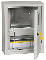 Распределительный шкаф ЩУРн, 12 мод., IP31, навесной, сталь, серая дверь, с клеммами | код. MKM25-N-12-31-ZO | IEK