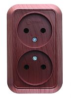 Розетка двойная наружная без заземления орех | код 45417 | Makel