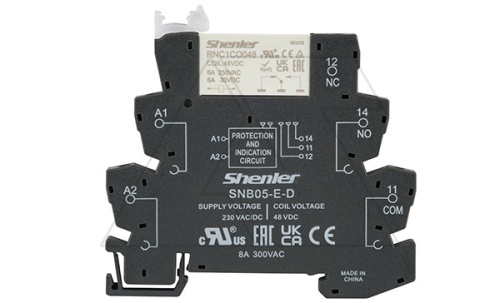 Реле с колодкой, 1CO, 48VDC, вх 230VAC/VDC, винт | код RNC1CO048+SNB05-E-D | Shenler