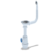 Сифон для мойки АНИ Грот 3 1/2' x 40 с круглым гибким переливом | код A0142S | АНИ пласт