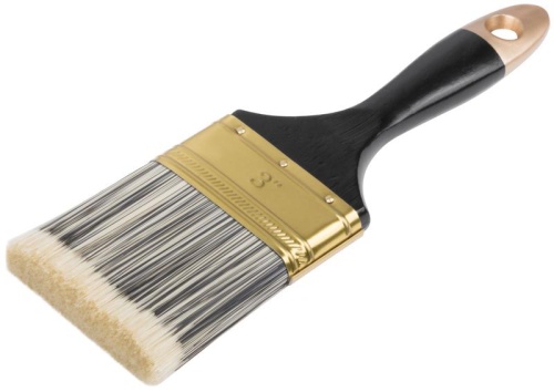 Кисть флейцевая "Стайл" искусственная черно-белая щетина деревянная ручка 3дюйм (75мм) FIT 01187 фото 2