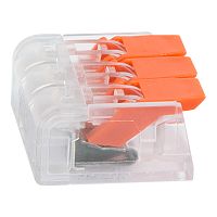 Универсальная компактная клемма СМК 221-413, 3-проводная до 4,0 мм кв (пакет 5 шт/уп) REXANT | код 07-5207 | REXANT