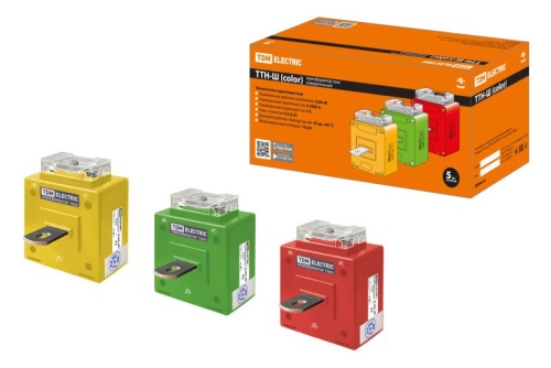 Трансформатор тока измерительный ТТН-Ш 50/5- 5VA/0,5-Р (3 шт., color) TDM | код SQ1101-1201 | TDM