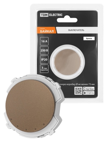 Выключатель 1-кл. 16А 250В бронза, Байкал TDM | код SQ1819-0430 | TDM