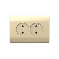 (NEW3-E) Розетка б/з со шторками двойная, 16А, шампань | код 431420 | CHINT