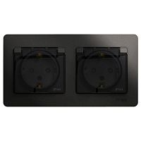 Розетка двухместная GLOSSA, скрытый монтаж, с заземлением, с крышкой, со шторками | код. GSL000747 | Schneider Electric