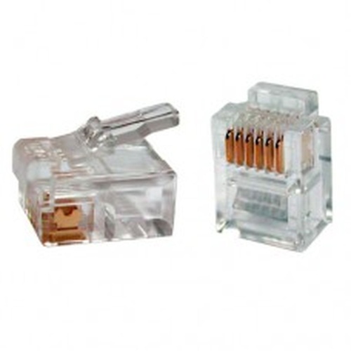 Телефонный разъем RJ-12(6P4C) (3/3 микродюйма) (100 шт) | код. 49379 | Hyperline Телефонный разъем RJ-12(6P4C) (3/3 микродюйма) (100 шт) | код. 49379 | Hyperline