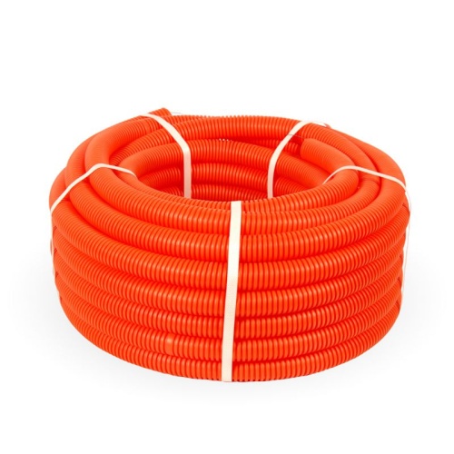 Труба гофрированная ПНД тяжелая безгалогенная (HF) оранжевая с/з д20 (100м/4800м уп/пал) | код PR02.0033 | Промрукав фото 2