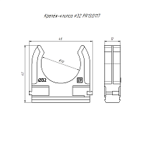 Крепёж-клипса для труб АБС-пластик синяя д32 в малой упаковке (10шт/500шт уп/кор) | код PR13.0117 | Промрукав