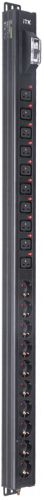 ITK BASE PDU PV1101 24U 1ф 16А 10SCHUKO 10C19 без каб. | код BS-PV70-10D-10C19-11 | ITK by IEK