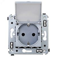 Avanti Розетка с крышкой в стену 2P+E с з/ш Закаленная сталь | код 4404013 | DKC