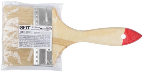 Кисть флейцевая "Стандарт" натур. светл. щетина дерев. ручка 4дюйм (100мм) FIT 01038 фото 3