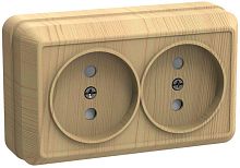 Розетка двухместная ОКТАВА, открытый монтаж, сосна | код. ERO20-K03-10-DC | IEK