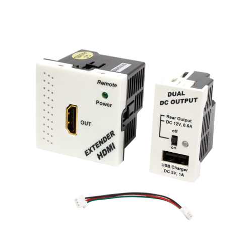 Конвертор RJ45-HDMI, приемник + блок питания, формата Mosaic, 45x45мм + 22.5х45мм, белые | код LAN-SIP-23HDMI/RX-WH | LANMASTER