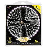 LED Лента 220В, 6x10.6 мм, IP67, SMD 3014, 120 LED/m, цвет свечения белый, 5м (с комплектом подключения) | код 142-105-05 | NEON-NIGHT