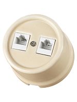 Розетка двойная телефонная RJ11 сл. кость «Болонь» TDM | код SQ1820-0350 | TDM