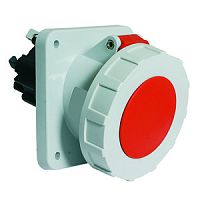 Розетка панельная наклон 15гр. 63A 5p 400V 6h IP67 Quick-Connect фланец 114 x 114 | код 120307 | Bals