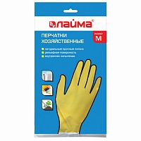 Перчатки хозяйственные латексные LAIMA Стандарт , МНОГОРАЗОВЫЕ, х/б напыление, размер М (средний) | код 600353 | LAIMA