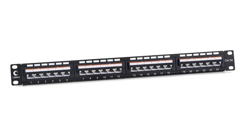 Cabeus PLAN-24-Cat.5e-Dual IDC Патч-панель 19 (1U), 24 порта RJ-45, категория 5e, Dual IDC, угол портов 45 градусов | код 10190c | Cabeus