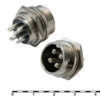 Разъём цилиндрический малогабаритный SZC GX16M-4B, 4 контакта | код 107017 | SZC