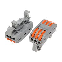 Клемма СМК 222-423D проходная 3-полюсная, с креплением на DIN-рейку (0,08-4 мм?), серая (5 шт./уп.) REXANT | код 07-5238-05 | REXANT