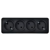 GLORY Розетка 4-местная для открытой установки без заземления без защитных шторок 10А РС24-2-ХЧм черный матовый IEK | код ERH40-K02M-10 | IEK