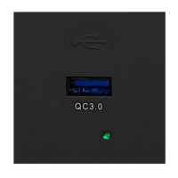 Noen - Розетка USB, быстрая зарядка, 2М, 3A/5V, 2A/9V, 1,5A/12V, в комплекте с рамкой, черная | код OR-GM-9010-B-USBQ | ORNO