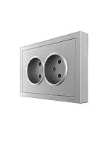 ZIMA Розетка 2-ая с/з ПБТ серый матовый безвинтовой зажим/клемма LEZARD | код 704-7400-127BQC | LEZARD