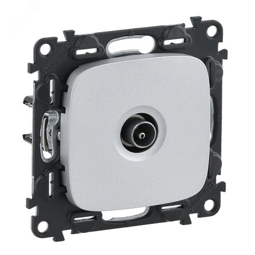 Valena ALLURE Розетка ТВ проходная 1.5дБ/14дБ 0-2400 МГц с лицевой панелью алюминий | код 753961 | Legrand