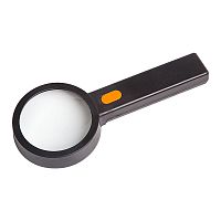 Лупа ручная с подсветкой REXANT, 90 мм, увеличение 2х + 6х, черная | код 12-0407 | REXANT