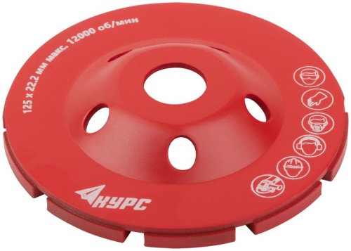 Диск алмазный шлифовальный, посадочный диаметр 22.2 мм, сегментный, двойной ряд 125 мм | код 39515 | FIT фото 6