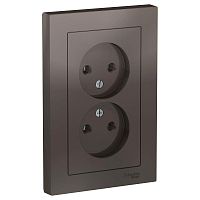 Розетка двухместная ATLASDESIGN, скрытый монтаж, мокко | код. ATN000620 | Schneider Electric