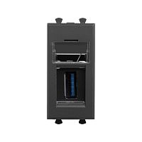 USB 3.0 розетка модульная, тип А-А, Avanti, Черный матовый, 1 модуль | код 4412301 | DKC
