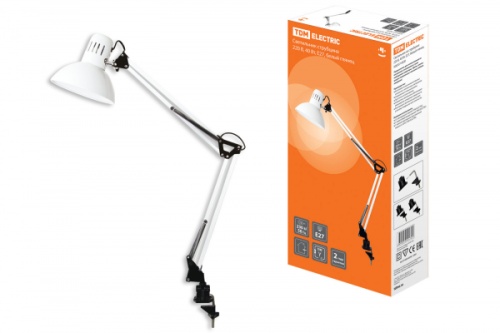 Светильник струбцина 220В, 40Вт, E27 белый глянец TDM | код SQ0337-0030 | TDM Светильник струбцина 220В, 40Вт, E27 белый глянец TDM | код SQ0337-0030 | TDM