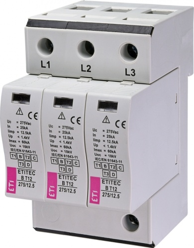 Ограничитель перенапряжения ETITEC B T12 275/12,5 (3+0) 3p | код 002440321 | ETI