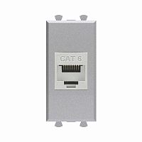 Компьютерная розетка RJ-45 без шторки модульная, кат.6 экранированная, Avanti, Закаленная сталь, 1 модуль | код 4404791 | DKC