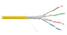 Кабель NIKOLAN S/FTP 4 пары, Кат.7а (Класс Fа), 1000МГц, одножильный, BC (чистая медь), 23AWG (0,58мм), внутренний, LSZH нг(А)-HFLTx, желтый, 500м | код NKL 4375C-YL | NIKOLAN
