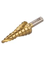 Сверло по металлу ступенчатое, 4-20 мм, 9 ступеней, нитрид., HSS, цилиндр. хв., Рубин TDM | код SQ1090-0713 | TDM