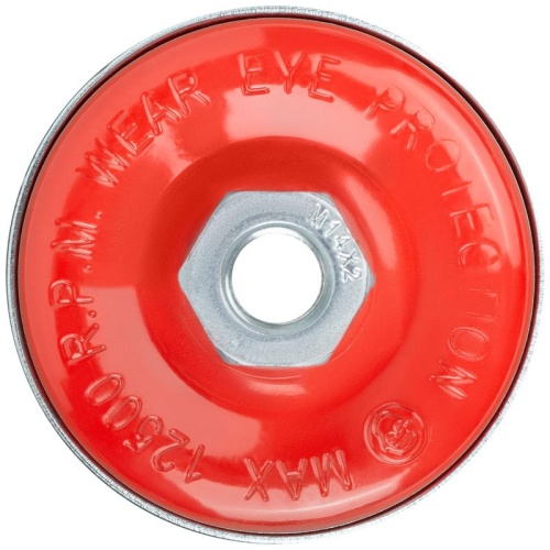 Корщетка-чашка гайка М14 стальная витая проволока с бандажом профи 75мм FIT 39507 фото 2 Корщетка-чашка гайка М14 стальная витая проволока с бандажом профи 75мм FIT 39507 фото 2