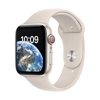 Смарт-часы Apple Watch SE 2022 A2723 44мм OLED корп.серебристый рем.белый разм.брасл.:M/L (MNTJ3LL/A) | код 1866780 | APPLE