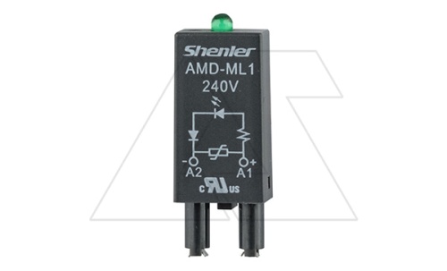 Модуль AMD-ML1, варистор + зеленый LED, 240VAC/DC, черный, для SRU, SKF14, SKC, SKB, STB, SRC*-E, GZT, GZM, GZS, GZMB, ES32 | код AMD-ML1/240V | Shenler