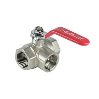 Кран шаровой трехходовой ВР1/2дюймхВР1/2дюймхВР1/2дюйм никелированный (40/8) К | код VF.360.N.012 | VALFEX